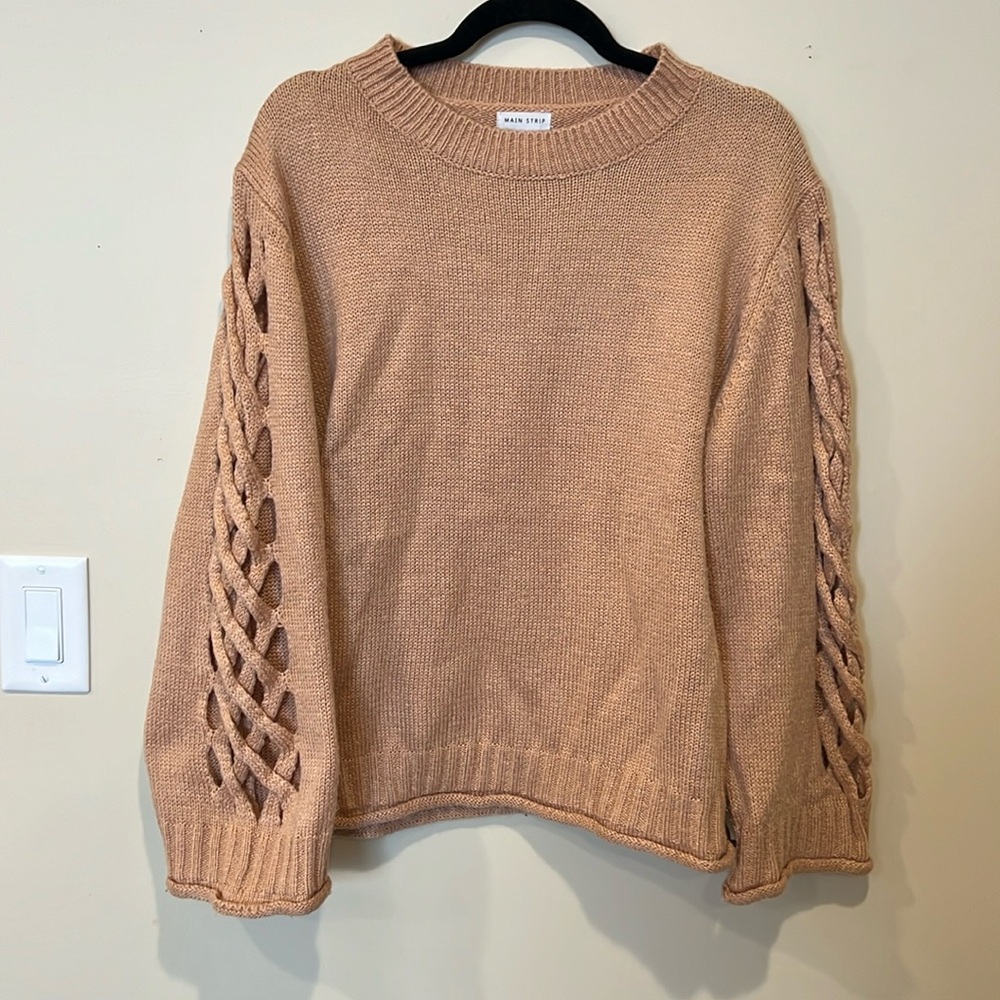 Rose Gold Sleeve Cutout Sweater. Size Small